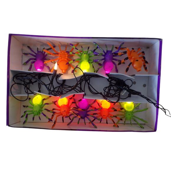 Halloween Spider Lights 6 Ft Light String 8 Ft Total Tested Works Indoor Outdoor - Picture 2 of 5